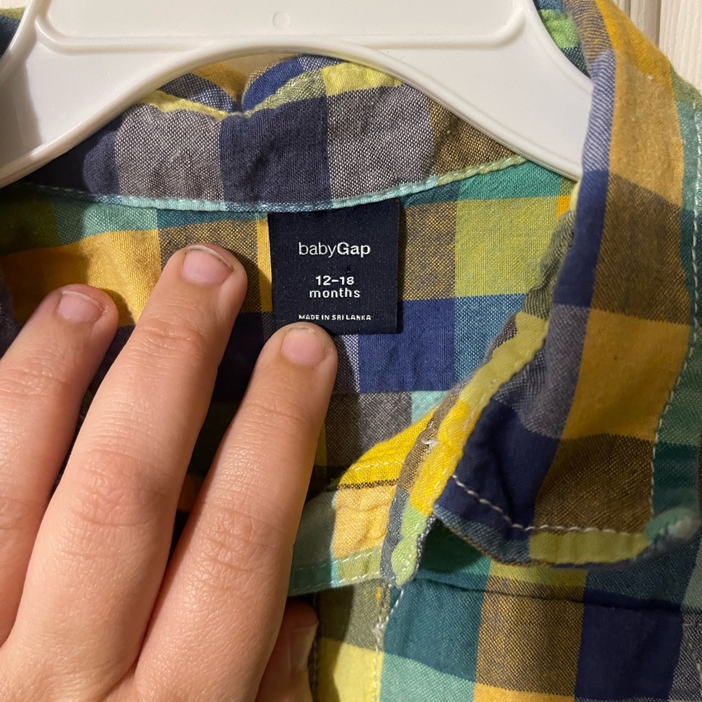 Baby Gap Short Or Long Sleeve Plaid Shirt Size 12-18 Months - Picture 4 of 6